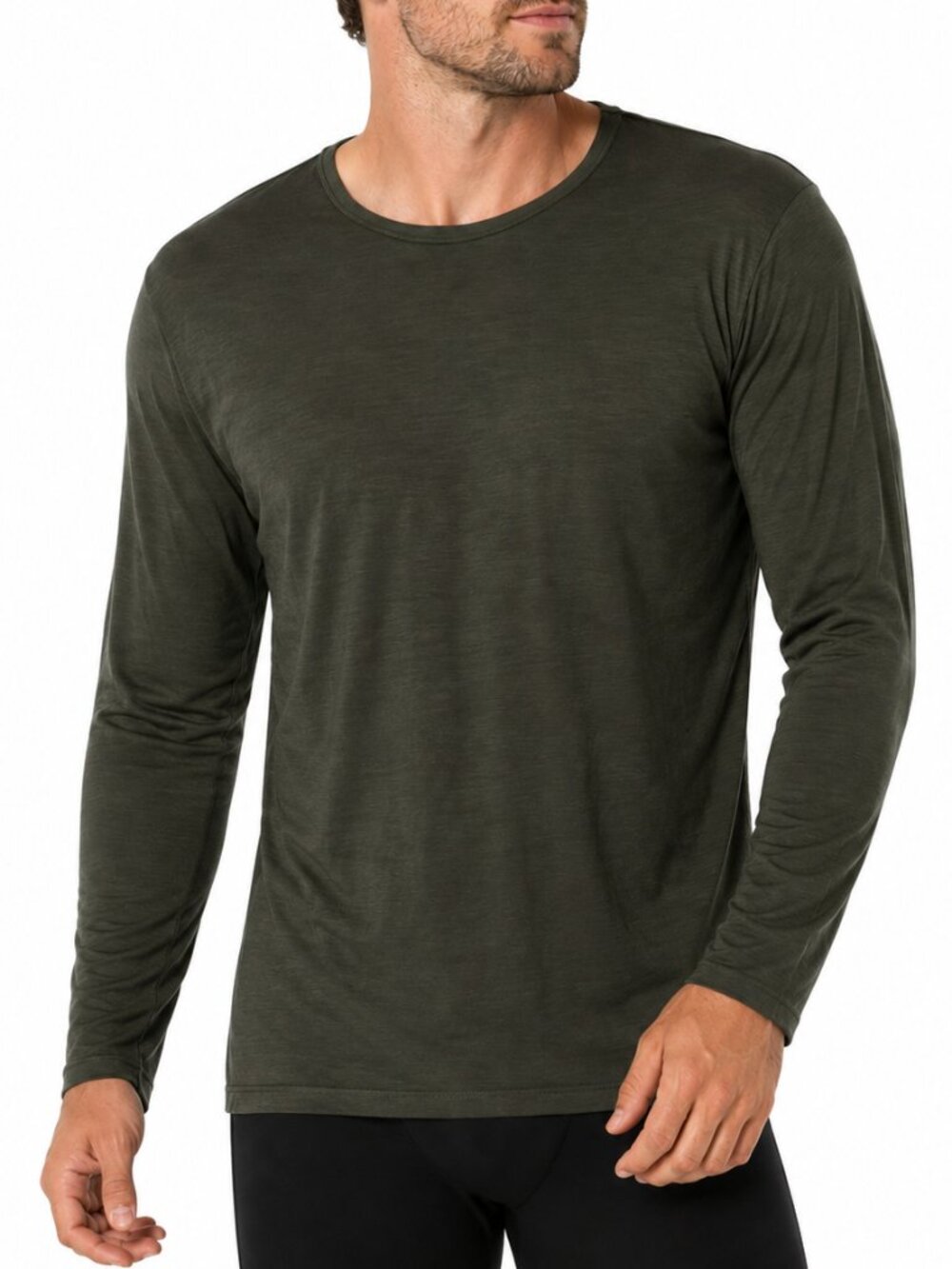 TRUE NORTH Merino Wool Blend Base Layer Top Shirt Green XXL Long Sleeve Outdoor